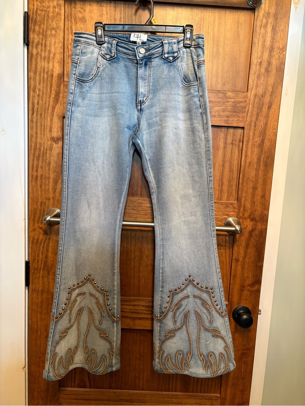 OH jeans. Beautiful stitching around flared bottom